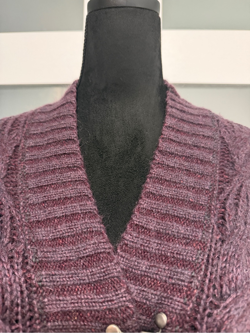 All Saints Spitalfields Cable Knit Cardigan Sweater Plum - Picture 3 of 9